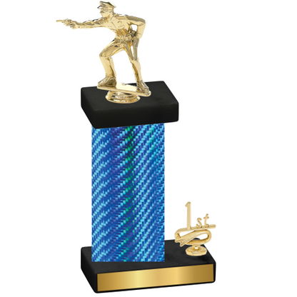 Accented Single Blue Carbon Fiber First Place Shooter Trophy