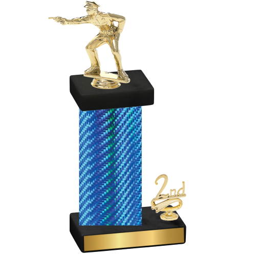 Accented Single Blue Carbon Fiber Second Place Shooter Trophy