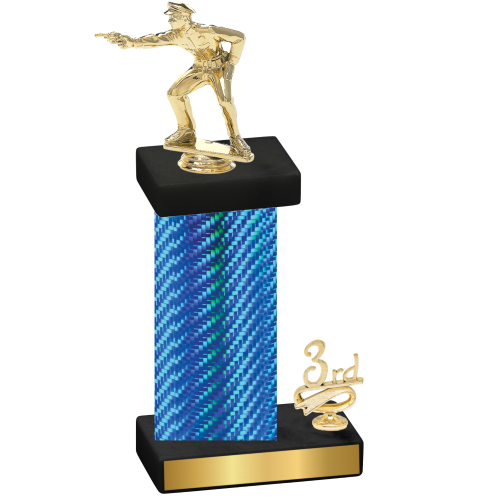 Accented Single Blue Carbon Fiber Third Place Shooter Trophy