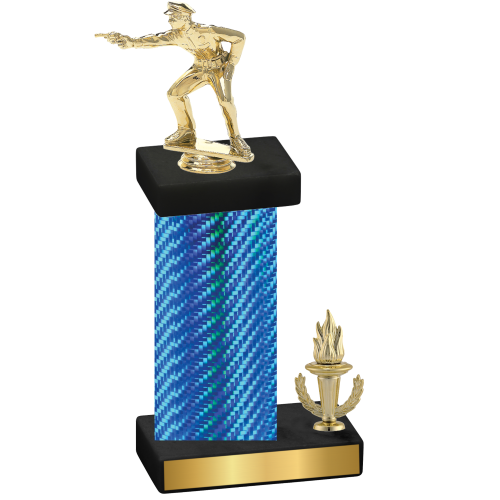 Accented Single Blue Carbon Fiber Victory Shooter Trophy