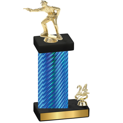 Accented Single Blue Carbon Fiber Year Shooter Trophy