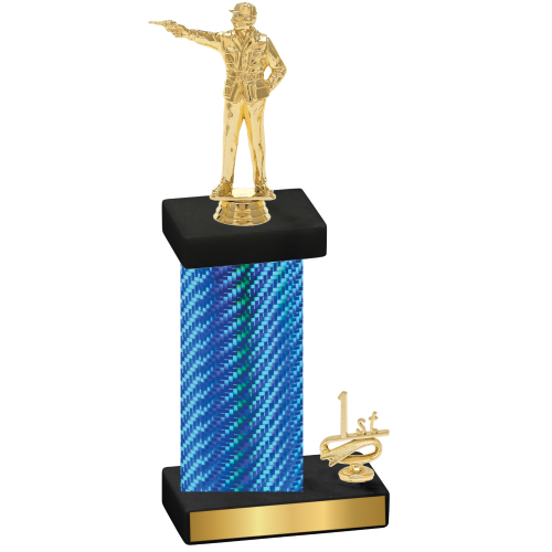 Accented Single Blue Carbon Fiber First Place Shooter Trophy