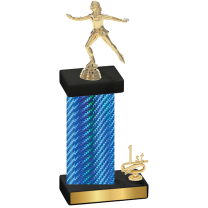 Accented Single Blue Carbon Fiber First Place Skater Trophy