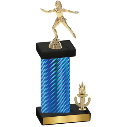 Accented Single Blue Carbon Fiber Victory Skater Trophy