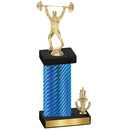 Accented Single Blue Carbon Fiber Victory Weights Trophy