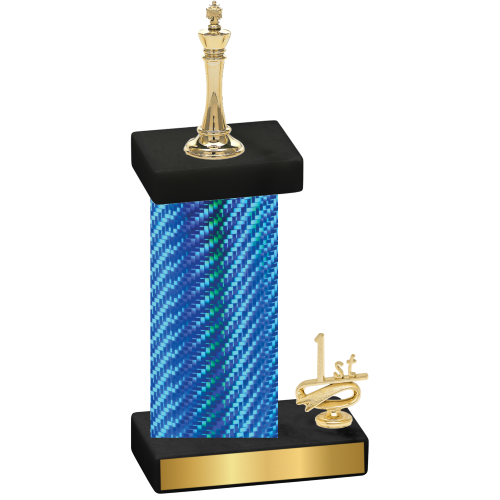 Accented Single Blue Carbon Fiber First Place Chess Trophy