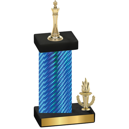 Accented Single Blue Carbon Fiber Victory Chess Trophy