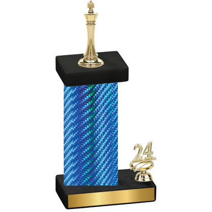 Accented Single Blue Carbon Fiber Year Chess Trophy