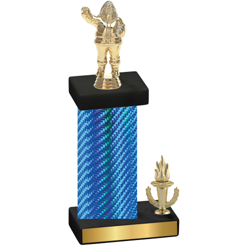 Accented Single Blue Carbon Fiber Victory Holiday Trophy