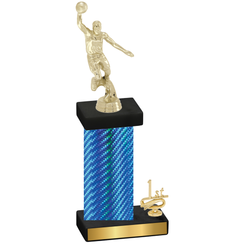 Accented Single Blue Carbon Fiber First Place Basketball Trophy