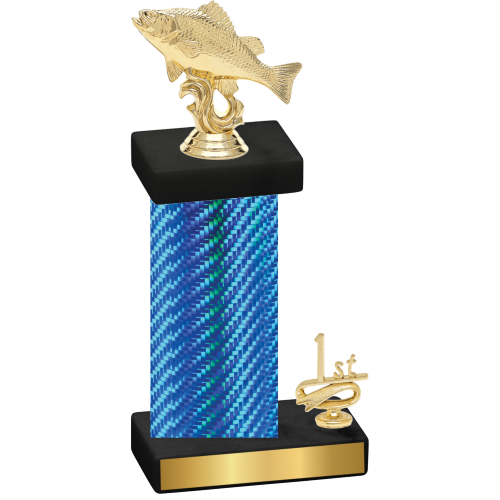 Accented Single Blue Carbon Fiber First Place Fishing Trophy