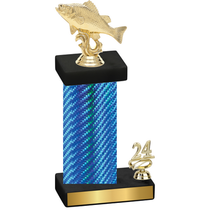Accented Single Blue Carbon Fiber Year Fishing Trophy