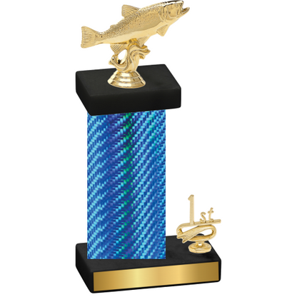 Accented Single Blue Carbon Fiber First Place Fishing Trophy