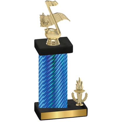 Accented Single Blue Carbon Fiber Victory Music Trophy