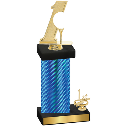 Accented Single Blue Carbon Fiber First Place Golf Trophy