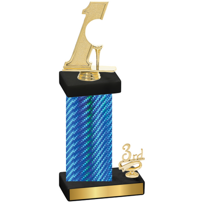 Accented Single Blue Carbon Fiber Third Place Golf Trophy