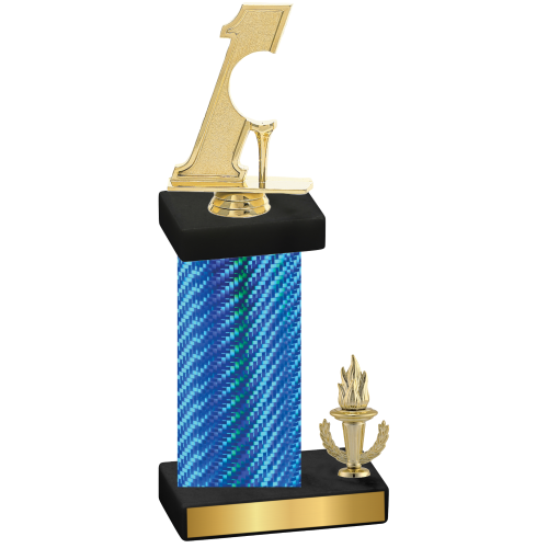 Accented Single Blue Carbon Fiber Victory Golf Trophy