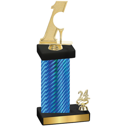 Accented Single Blue Carbon Fiber Year Golf Trophy