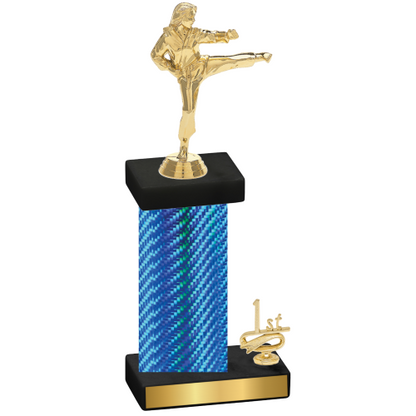 Accented Single Blue Carbon Fiber First Place Karate Trophy