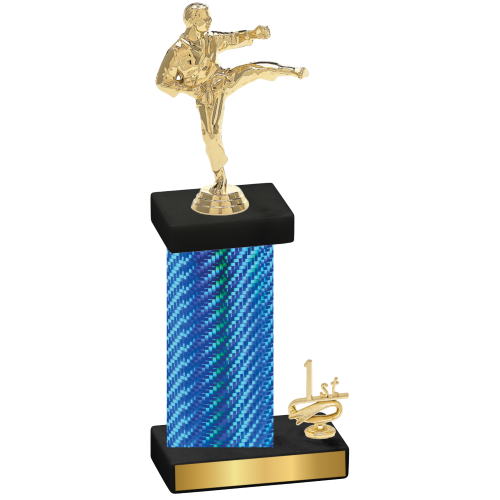 Accented Single Blue Carbon Fiber First Place Karate Trophy