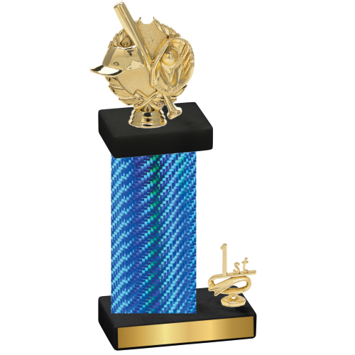 Accented Single Blue Carbon Fiber First Place Baseball Trophy