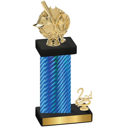 Accented Single Blue Carbon Fiber Second Place Baseball Trophy