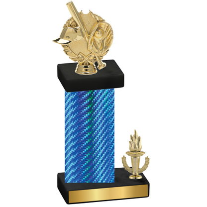 Accented Single Blue Carbon Fiber Victory Baseball Trophy