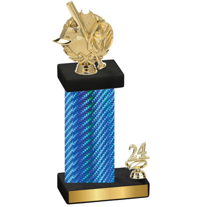 Accented Single Blue Carbon Fiber Year Baseball Trophy