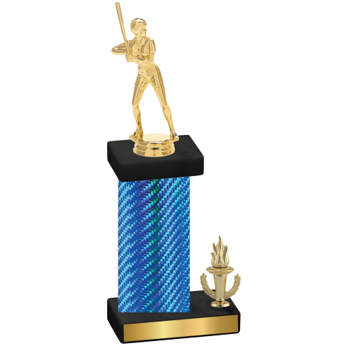 Accented Single Blue Carbon Fiber Victory Softball Trophy