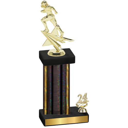 Accented Single Black Glacier Year Football Trophy