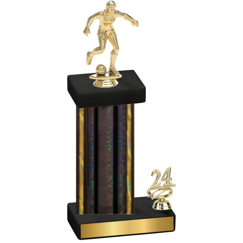 Accented Single Black Glacier Year Soccer Trophy