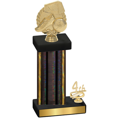 Accented Single Black Glacier Fourth Place Soccer Trophy