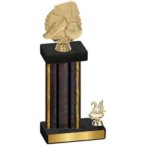 Accented Single Black Glacier Year Soccer Trophy