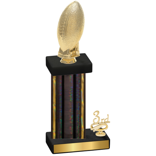 Accented Single Black Glacier Third Place Football Trophy