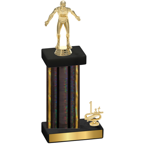 Accented Single Black Glacier First Place Wrestling Trophy