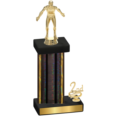 Accented Single Black Glacier Second Place Wrestling Trophy