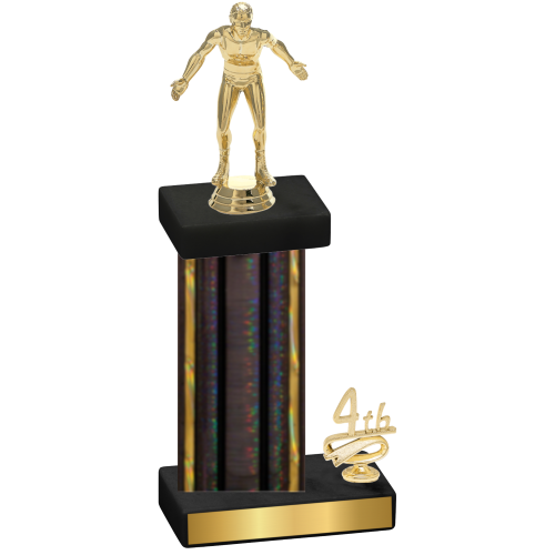 Accented Single Black Glacier Fourth Place Wrestling Trophy