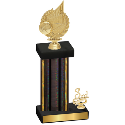 Accented Single Black Glacier Third Place Volleyball Trophy