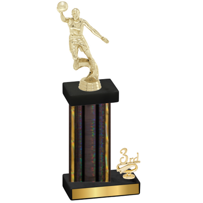 Accented Single Black Glacier Third Place Basketball Trophy