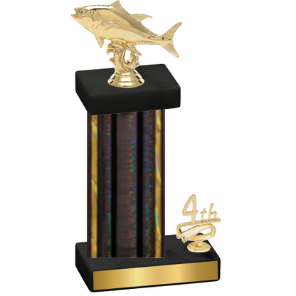 Accented Single Black Glacier Fourth Place Fishing Trophy