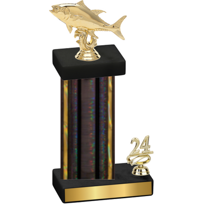 Accented Single Black Glacier Year Fishing Trophy