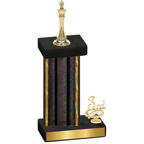 Accented Single Black Glacier Third Place Chess Trophy