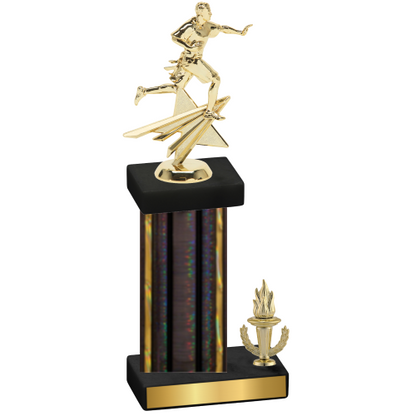 Accented Single Black Glacier Victory Flag Football Trophy