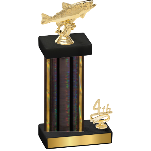 Accented Single Black Glacier Fourth Place Fishing Trophy