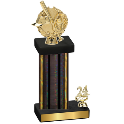 Accented Single Black Glacier Year Baseball Trophy