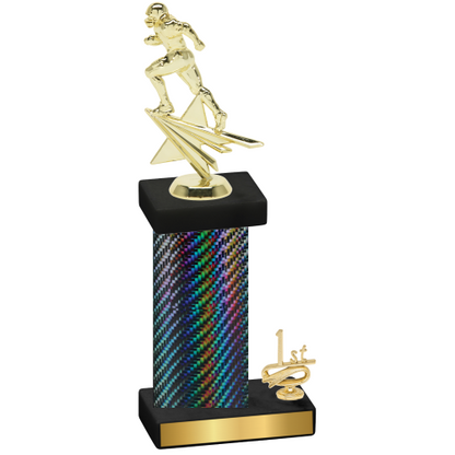 Accented Single Black Carbon Fiber First Place Football Trophy