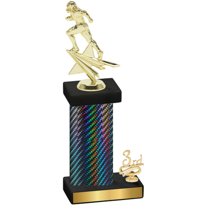 Accented Single Black Carbon Fiber Third Place Football Trophy