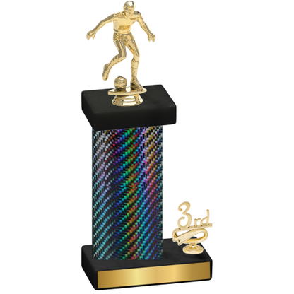 Accented Single Black Carbon Fiber Third Place Soccer Trophy