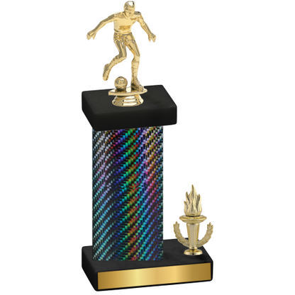 Accented Single Black Carbon Fiber Victory Soccer Trophy