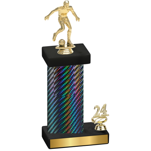 Accented Single Black Carbon Fiber Year Soccer Trophy